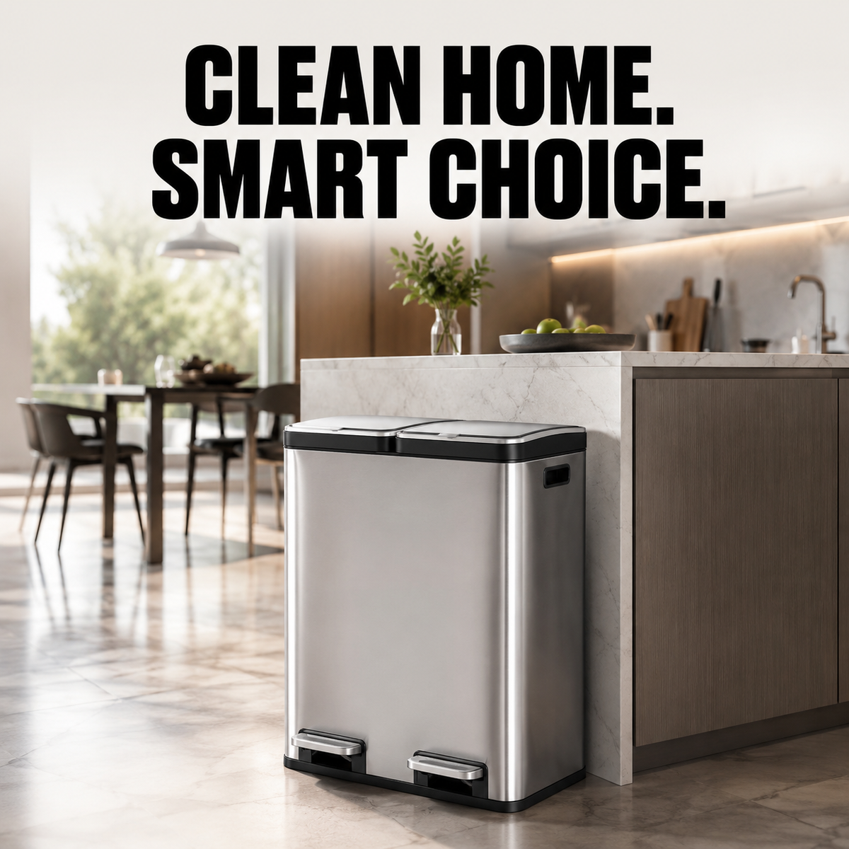 GARVEE Stainless Steel Dual Kitchen Trash Can